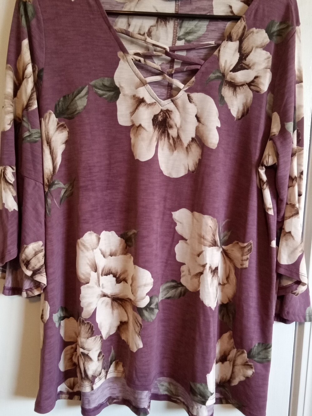 #6053 Mauve Floral Tunic. -  L
